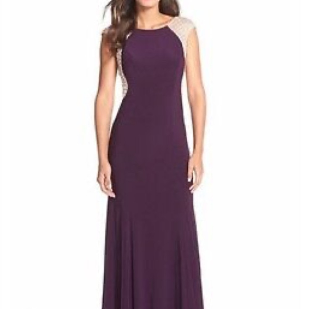 Xscape Purple Evening Gown with Crystals Size 2